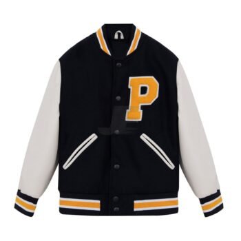 Kids Wool Varsity Jacket With Leather Sleeves