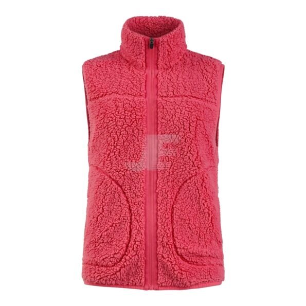 Women Full Zip Sleeveless Red Sherpa Fleece Vest