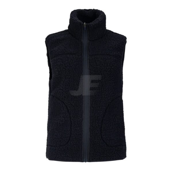 Women Full Zip Sleeveless Black Sherpa Fleece Vest