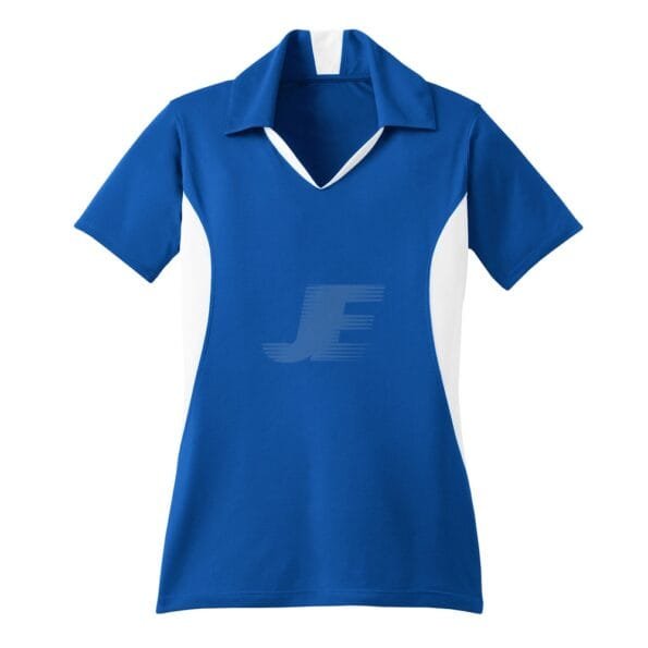 Women Blue & White V-Neck Sports Polo Shirt