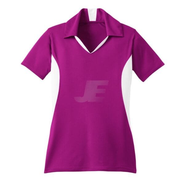 Women Purple & White V-Neck Sports Polo Shirt