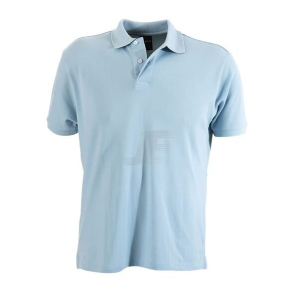 Mens Sky Blue Two Button Short Sleeve Basic Polo Shirt