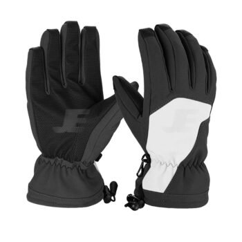 Black & White Winter Waterproof Synthetic Leather Cycling Gloves