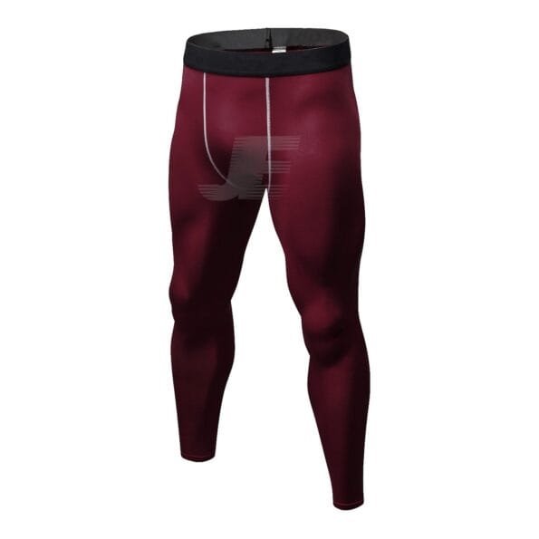 Mens Maroon Gym Workout Compression Tight Leggings