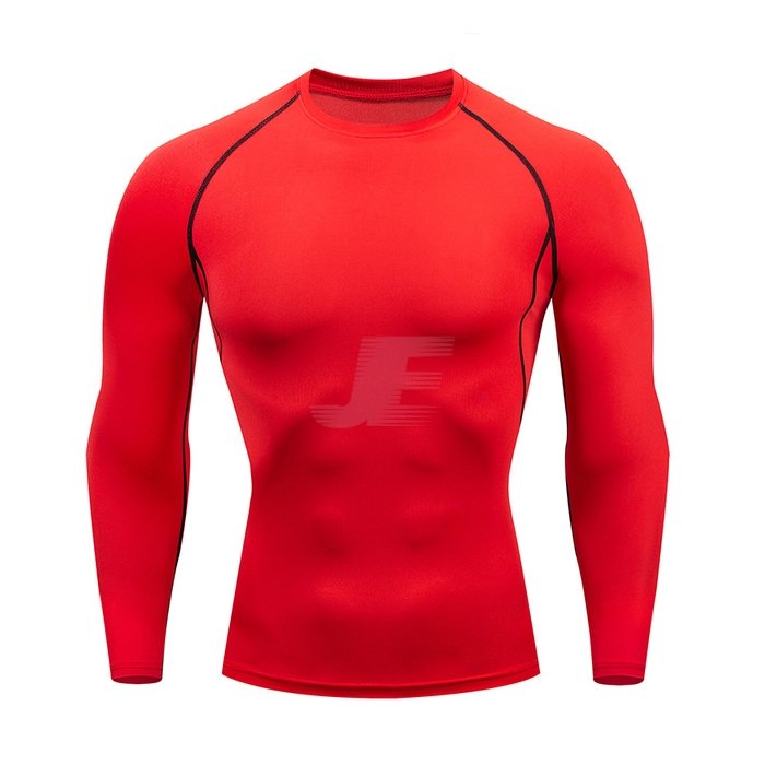 Mens Base Layers Red Long Sleeve Compression Shirt