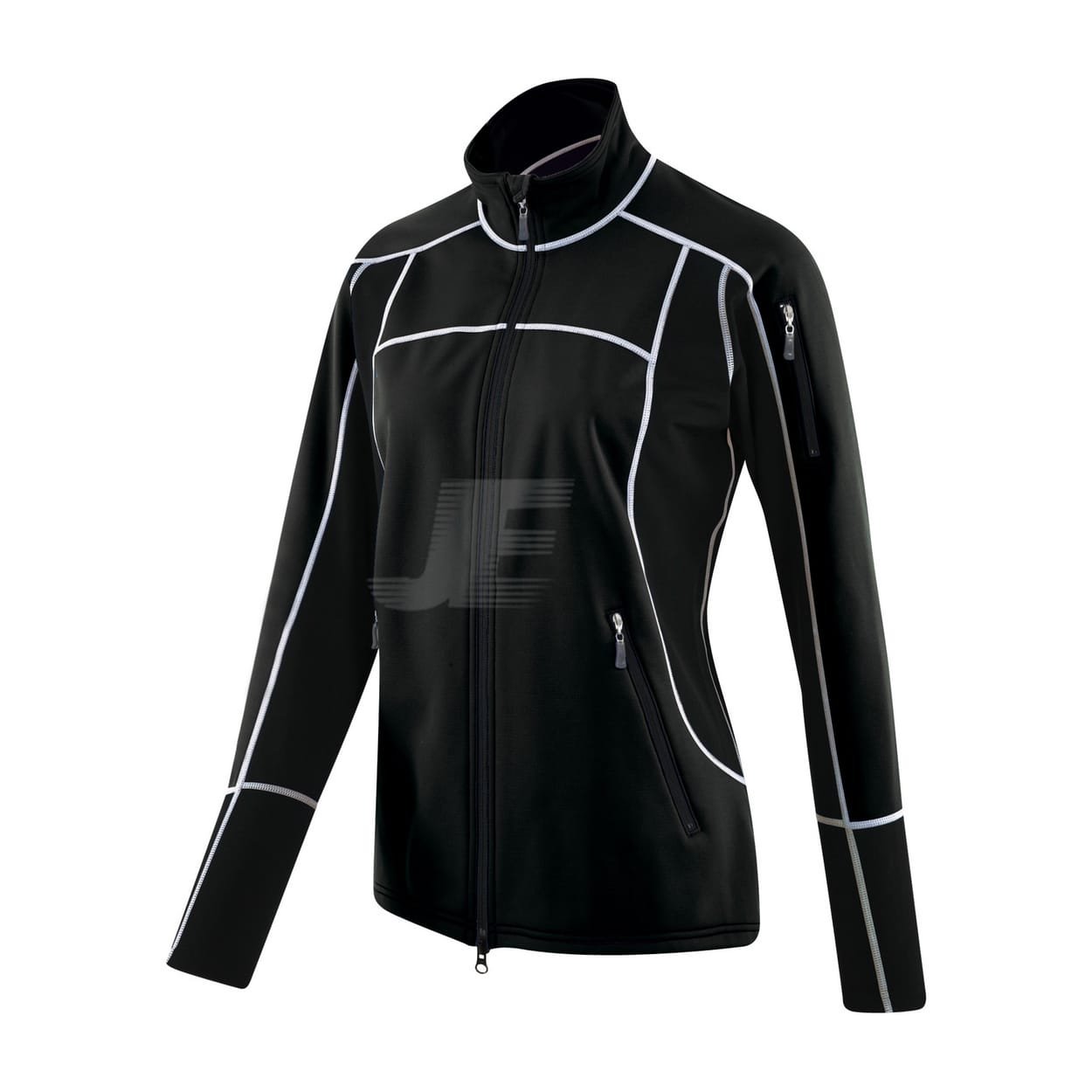 Contrast Stitching Black & White Women Zip Up Cycling Jacket