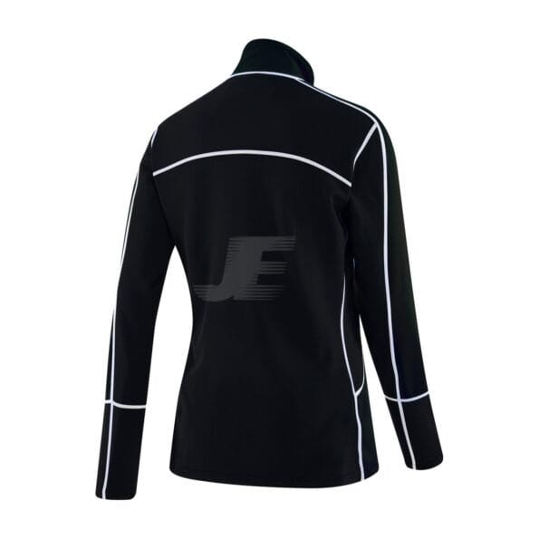 Contrast Stitching Black & White Women Zip Up Cycling Jacket