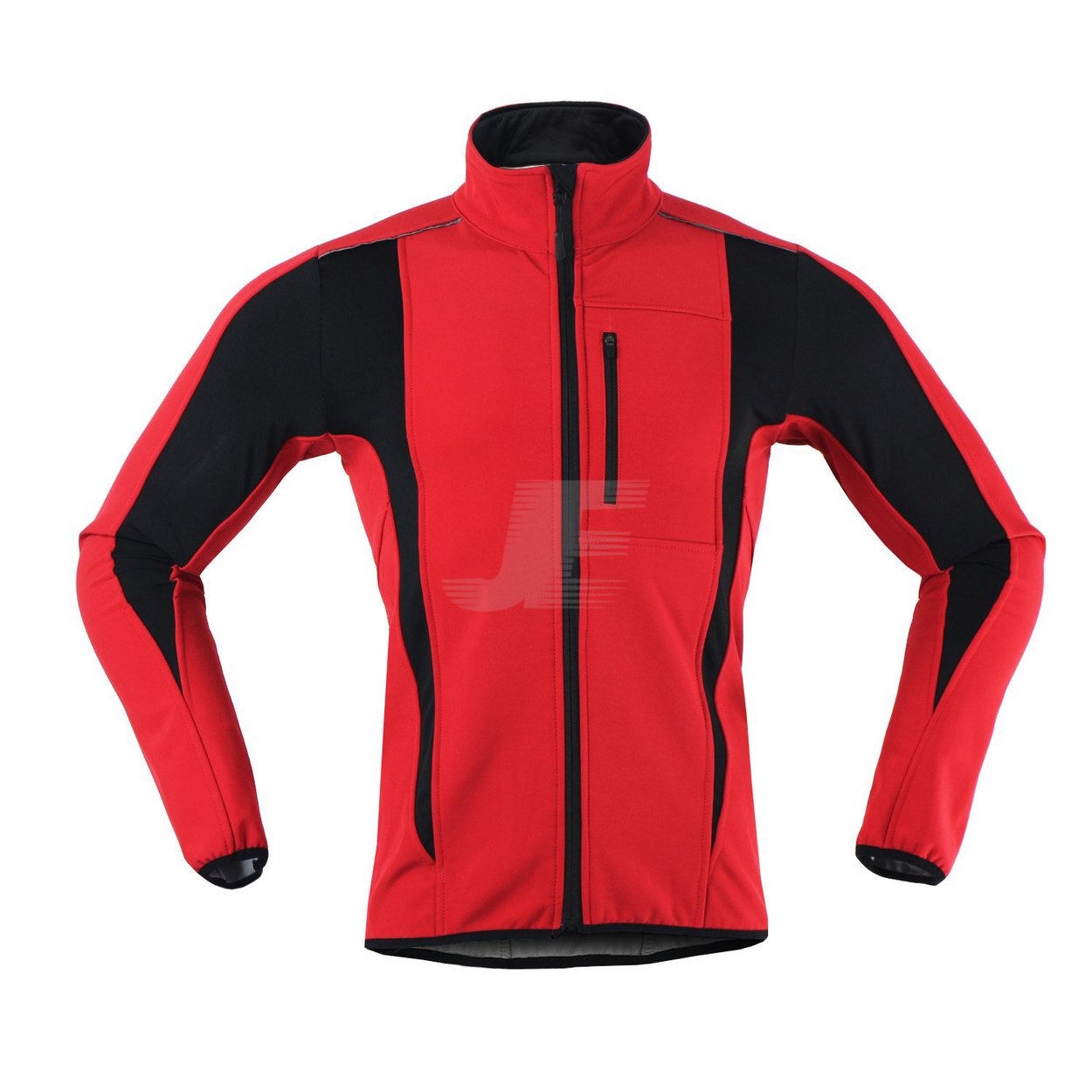 Chest Pocket Red & Black Windproof Softshell Winter Cycle Jacket