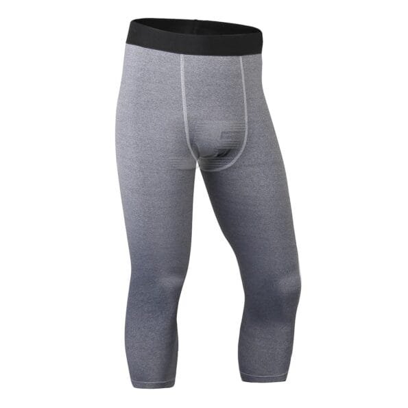 Mens Grey Base Layers 3/4 Length Compression Capri Leggings
