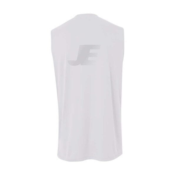 Custom Logo Sleeveless V-Neck White Interlock Basketball Jersey