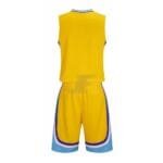 Customized Striped Yellow Birdseye Mesh Basketball Uniform Kit