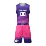 Custom Sublimation Printed Round Neck Basketball Uniform Kit