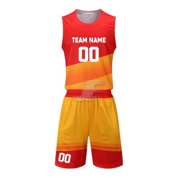 Custom Sublimation Printed Round Neck Basketball Uniform Kit