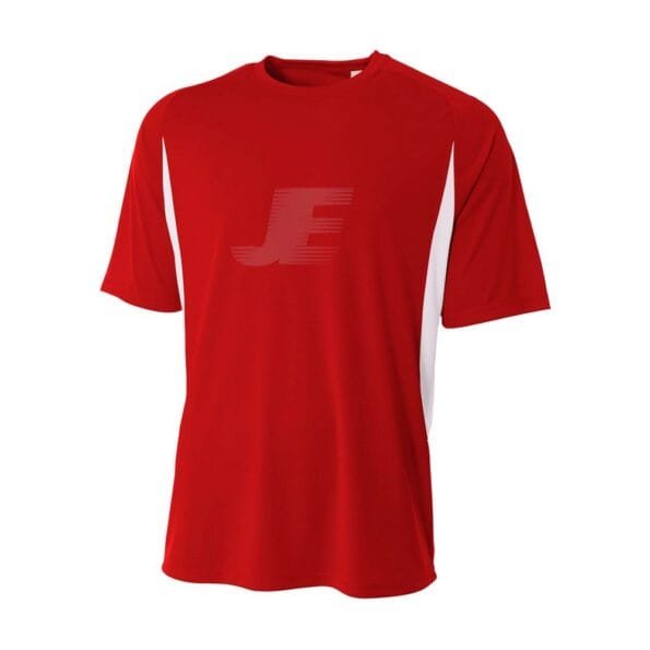 Custom Logo Red & White Raglan Sleeve Interlock Soccer Jersey