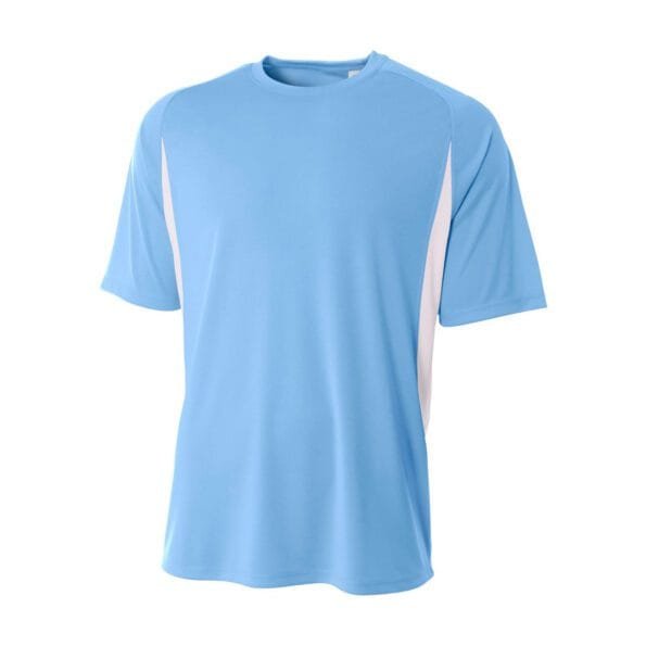 Custom Logo Light Blue & White Raglan Sleeve Interlock Soccer Jersey