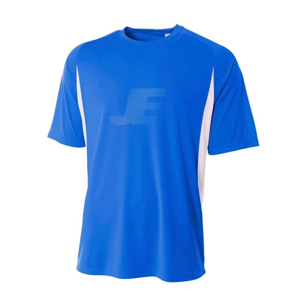 Custom Logo Blue & White Raglan Sleeve Interlock Soccer Jersey