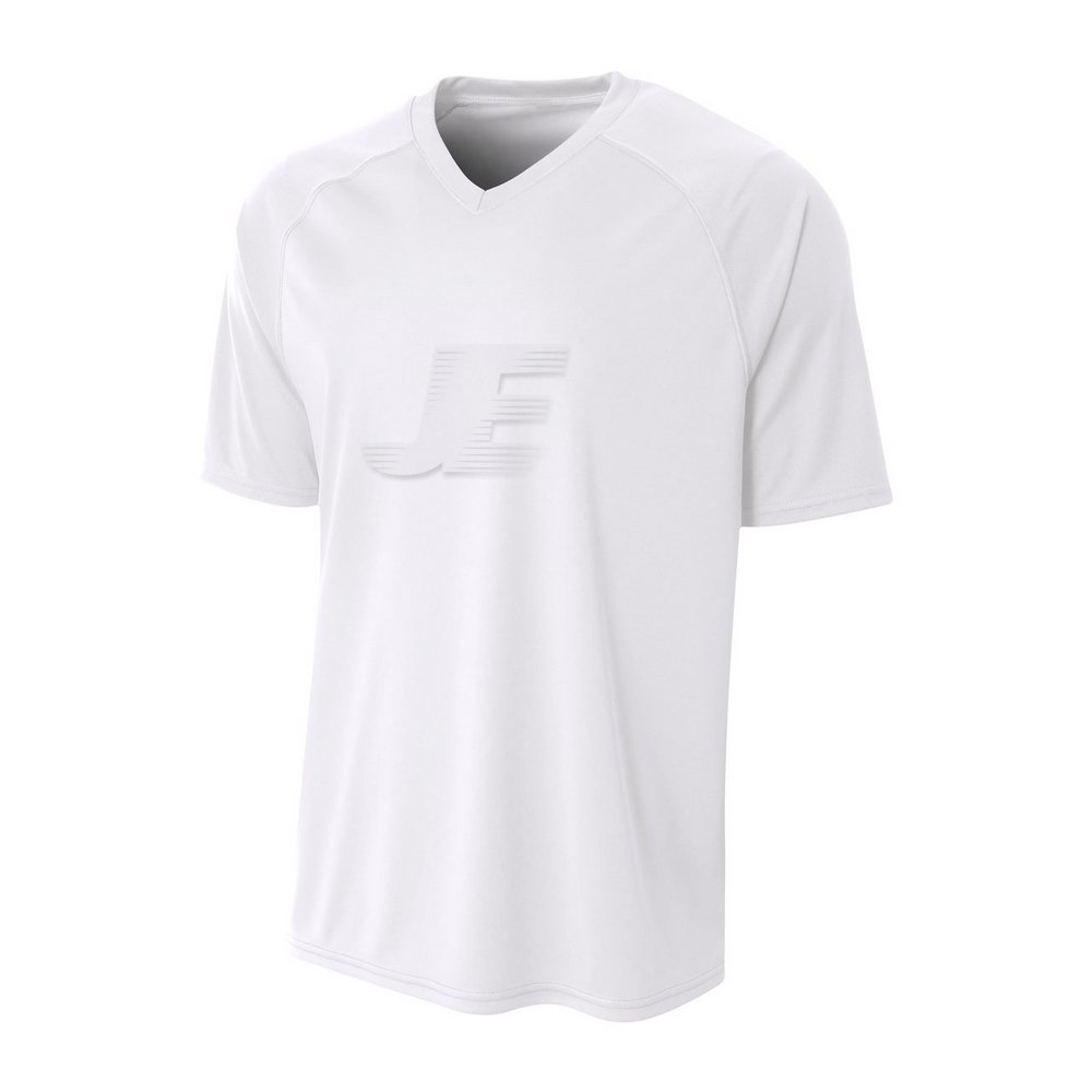 Raglan Short Sleeve V-Neck White Interlock Soccer Jersey