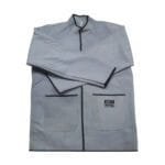 Contrast Trim  Grey Leather Welding Jacket With Front Pockets