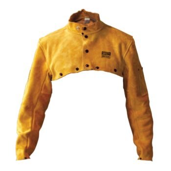 Split Leather Welding Brown Cape Sleeve With Front Buttons