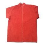 Contrast Trim Red Welding Leather Jacket With Front Pockets