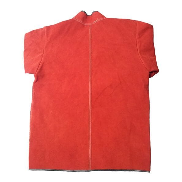 Contrast Trim Red Welding Leather Jacket With Front Pockets