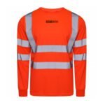 Orange Hi Vis Long Sleeve T-Shirt Breathable Polyester Fabric