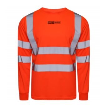 Orange Hi Vis Long Sleeve T-Shirt Breathable Polyester Fabric