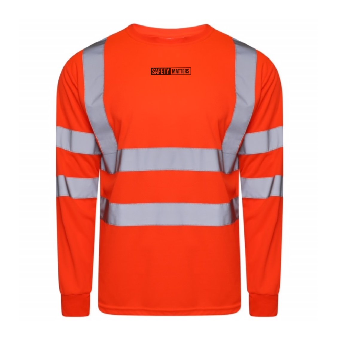 Orange Hi Vis Long Sleeve T-Shirt Breathable Polyester Fabric