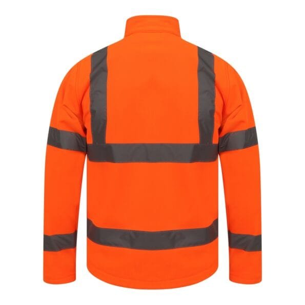 Windproof Orange Hi Vis Softshell Jacket With Chest Pocket