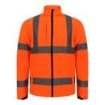 Windproof Orange Hi Vis Softshell Jacket With Chest Pocket
